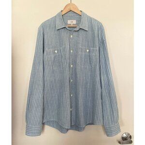 Jack Spade Denim Chambray Striped Button Down Shirt Sz XXL